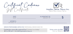 Gift Certificate Impots Denis Rioux